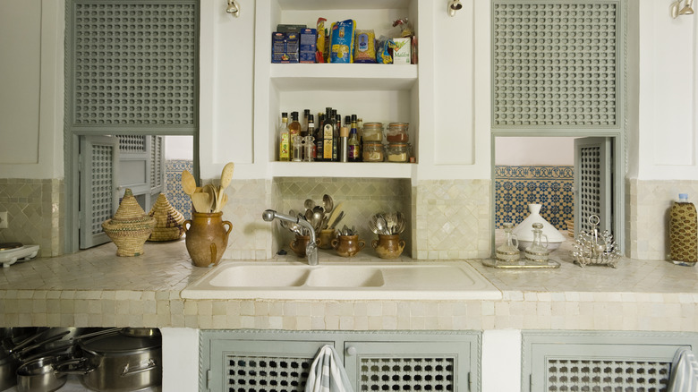 ornately tiled kitchen counters