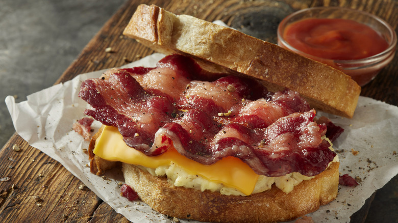 Bacon on a breakfast sandwich