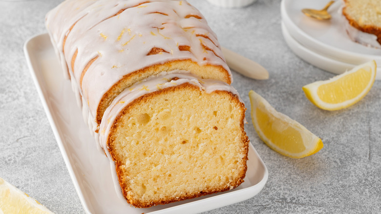 Sliced iced lemon loaf