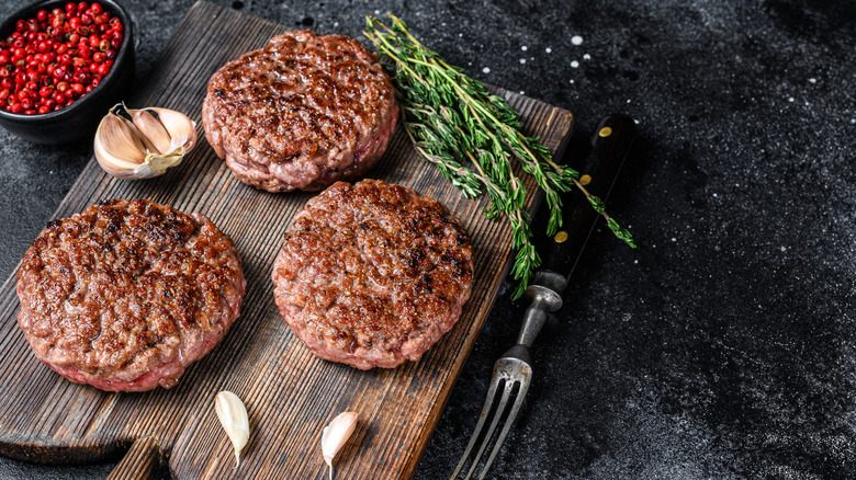 Burger patties resting