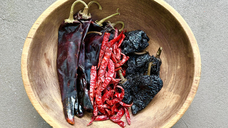 A bowl of dried Mexican chiles