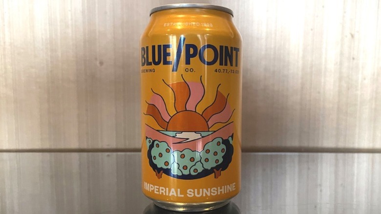 A single can of Blue Point Imperial Sunshine.