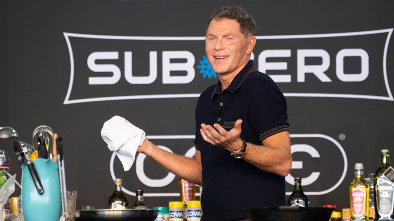 Bobby Flay giving a cooking demonstration