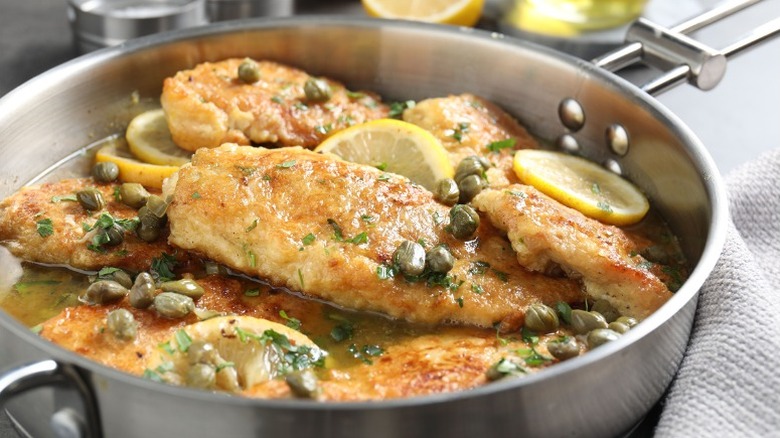 Chicken piccata in pan
