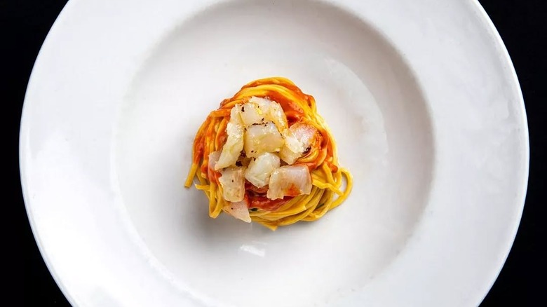 A bowl of seafood pasta from L'Osteria di Monteverde in Rome