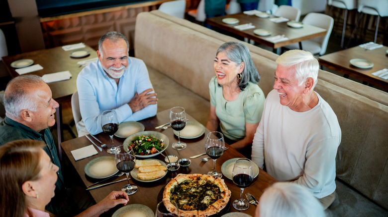 Older diners sitting in a restaurant
