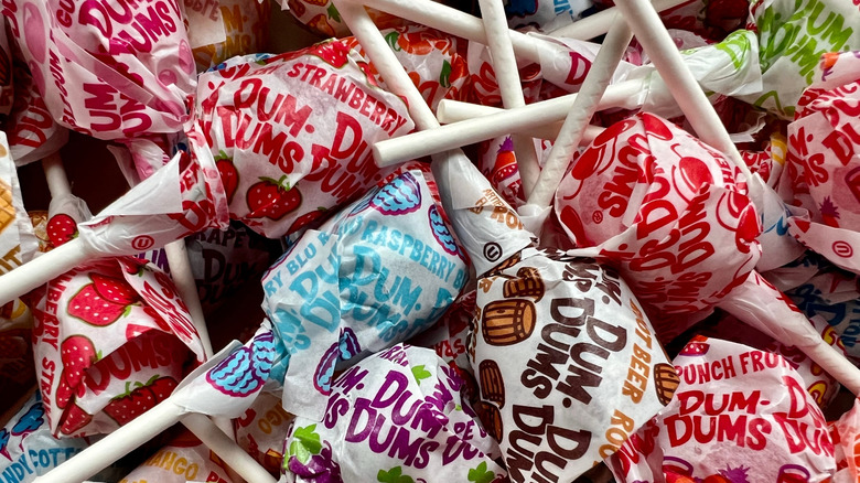 An assortment of Dum Dums lollipops.