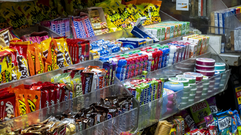 A store display with a variety of types of candy