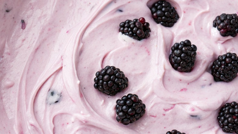 ultra creamy yogurt with blackberries