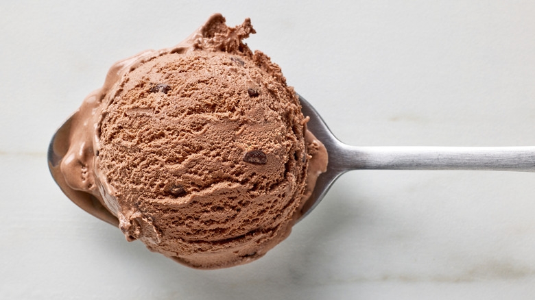 Scoop of chocolate ice cream