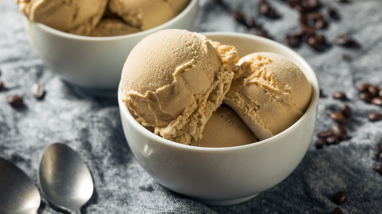 Bowl of coffee ice cream