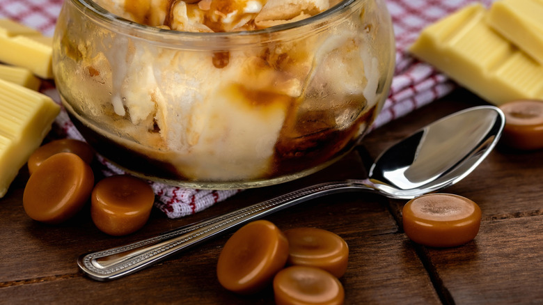 Bowl of salted caramel ice cream