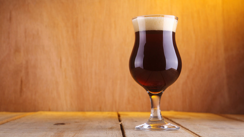 Tulip glass of barleywine