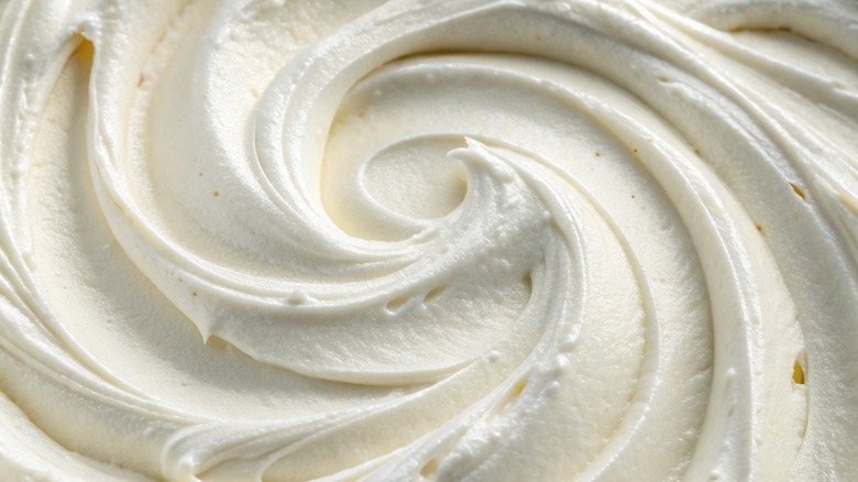 Close up view of freshly whipped vanilla ice cream.
