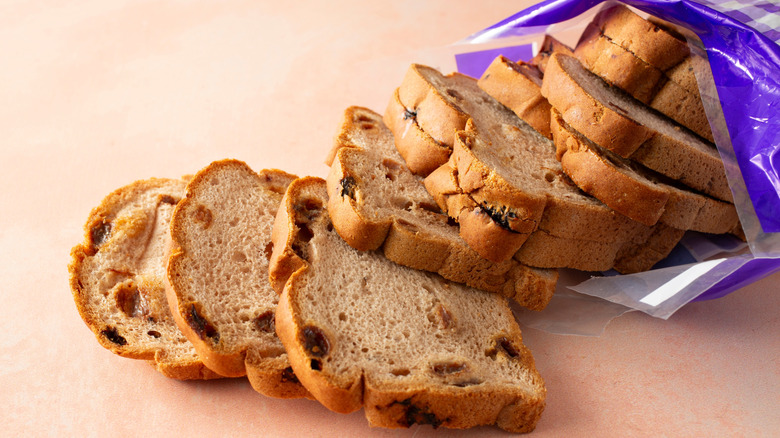 Sliced cinnamon raisin bread