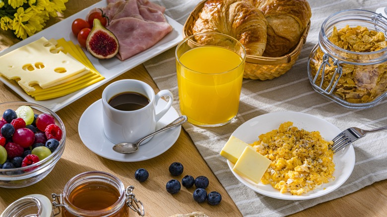Assortment of breakfast dishes