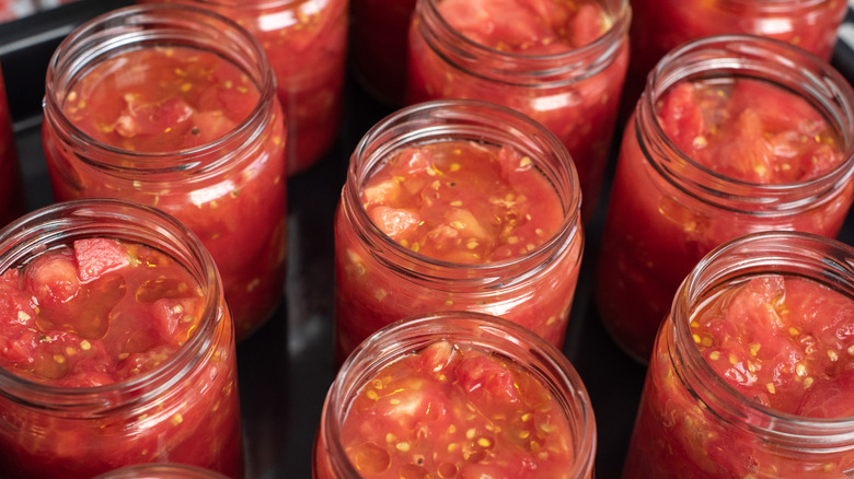 overhead shot of multiple jars of salsa