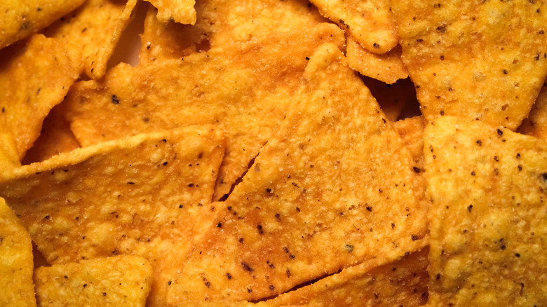 close up of corn tortilla chips snack