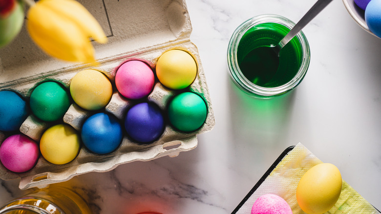 Easter eggs and paint jars