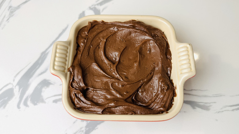 Brownie batter dip in serving dish