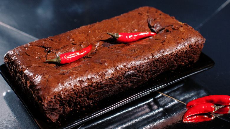 Peppers on a chocolate loaf