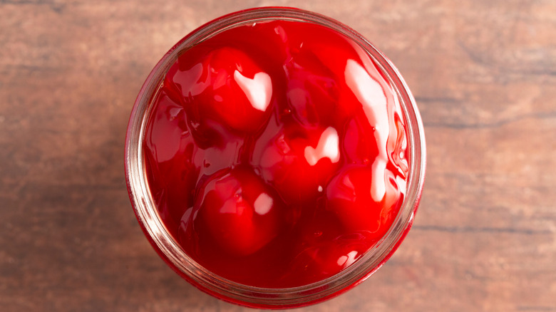 Cherry pie filling in a jar