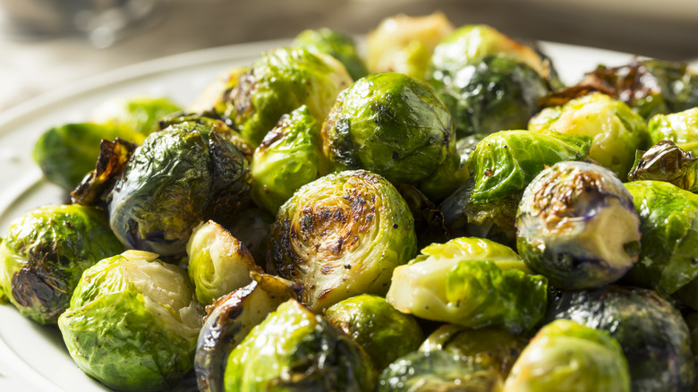 Roasted brussels sprouts in a bowl