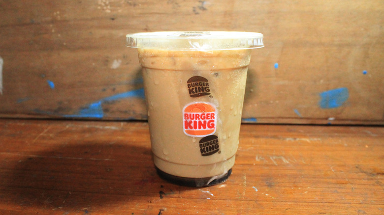 Plastic cup of Burger King iced coffee