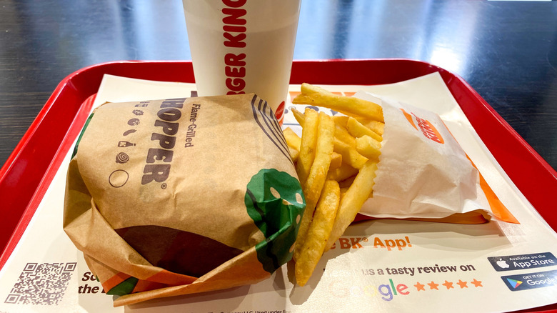 A Whopper meal at a Burger King fast food restaurant