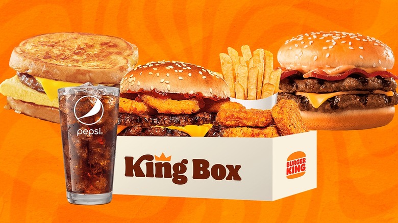 various Burger King meal options on an orange background