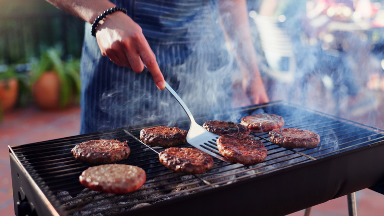 burgers on a grill