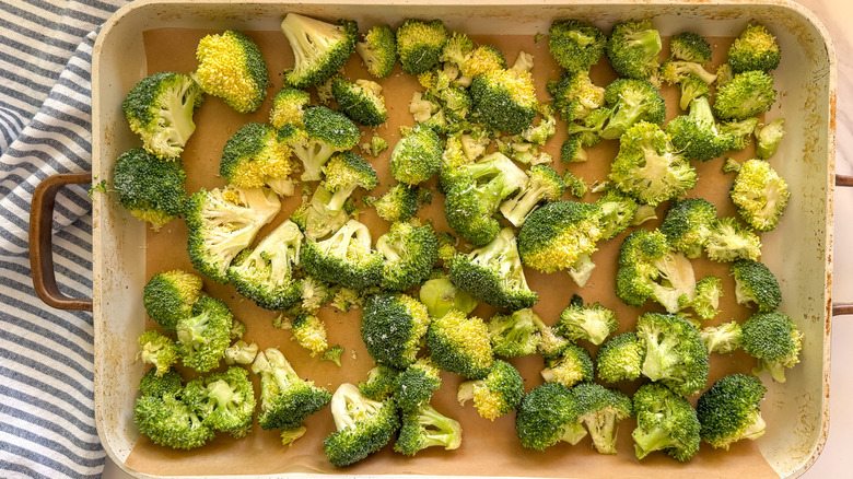 broccoli on baking sheet