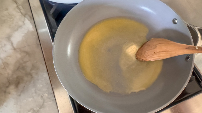 melted butter in skillet