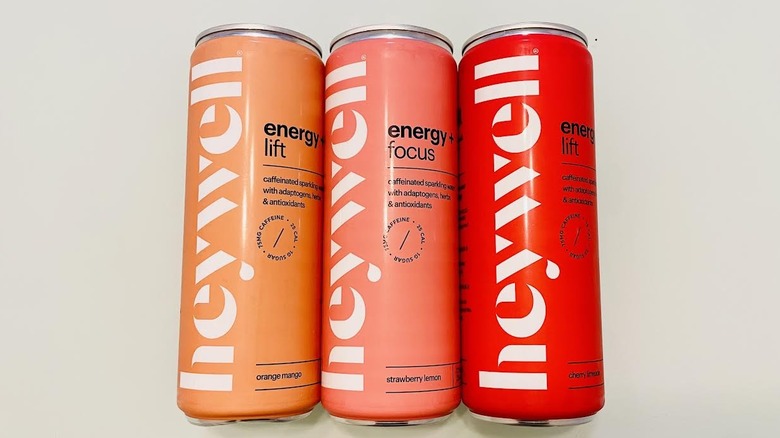 Three flavors of Heywell caffeinated sparkling water