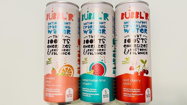 Three flavors of Bubbl'r caffeinated sparkling water