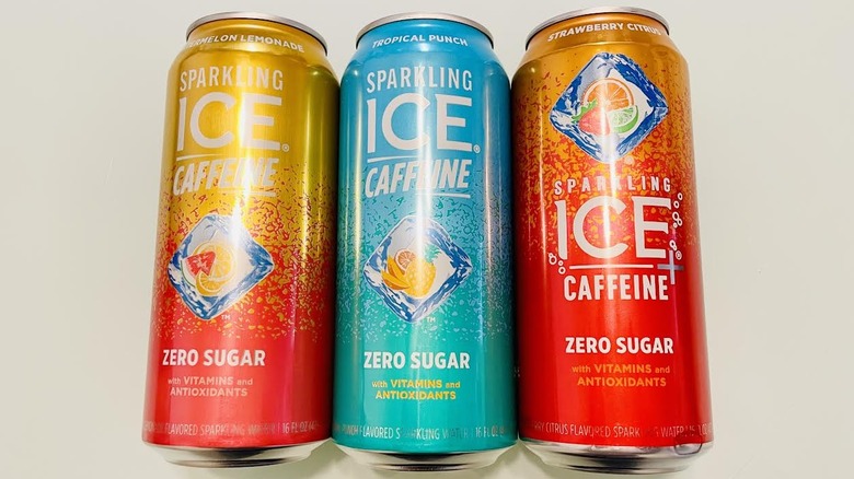 Three flavors of Sparkling Ice caffeinated sparkling water