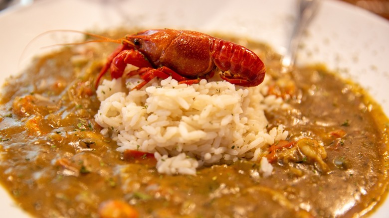 Crawfish étouffée with brown rice