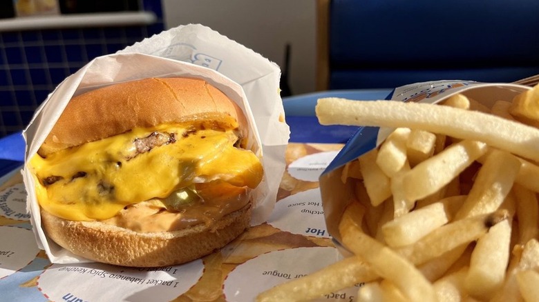 Baker's Drive-Thru Double Baker With Cheese and fries