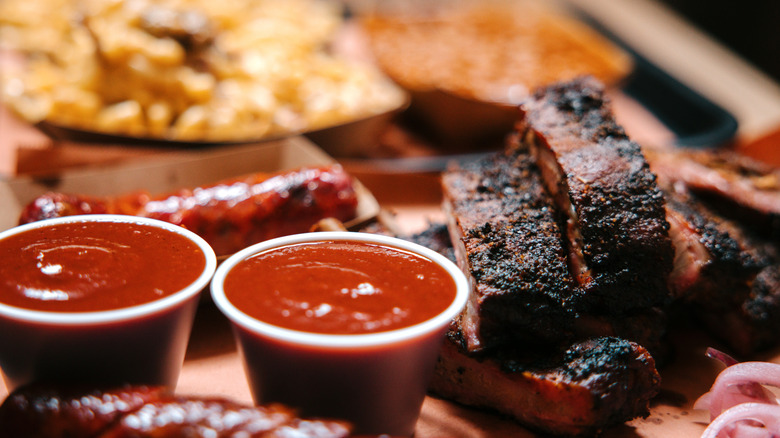 close up of plate of barbecue