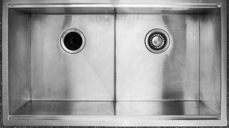 Overhead view of a kitchen sink