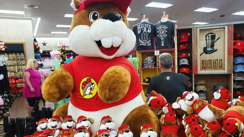 Buc-ee the beaver display in Buc-ee's store
