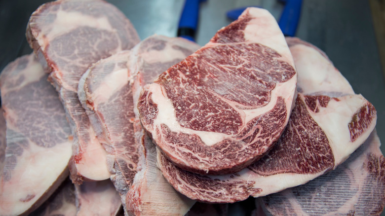 Frozen ribeye steaks