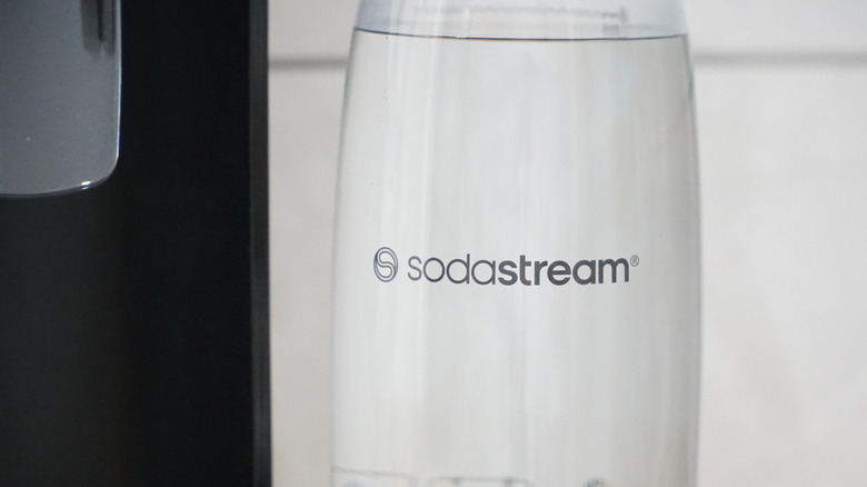 Close up of a SodaStream bottle