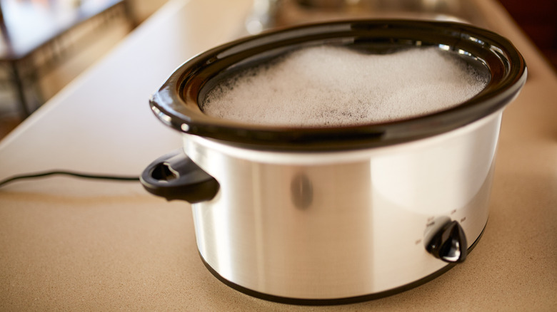 Crock-Pot filled soapy water