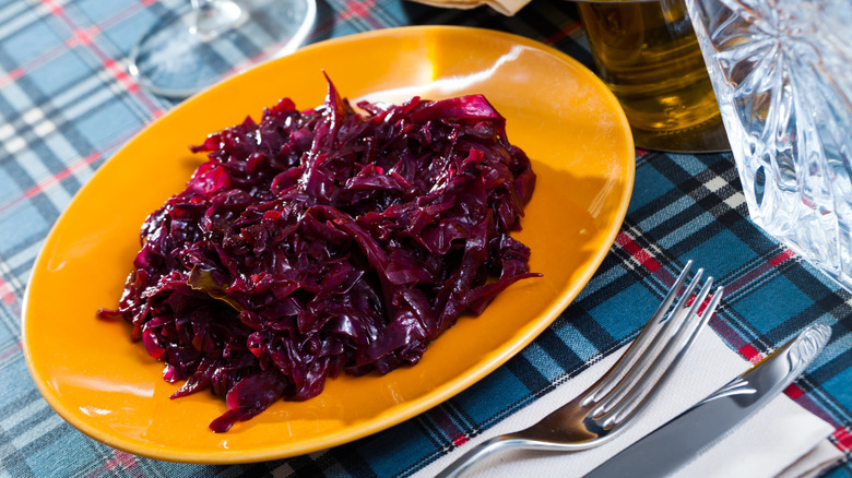 A side dish of braised cabbage