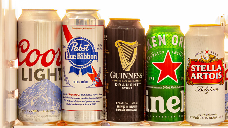 Variety of beer cans