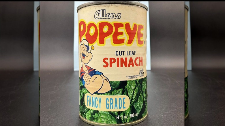 A can of Allens Popeye Spinach