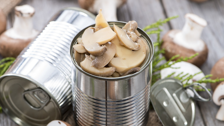 Open can of mushrooms