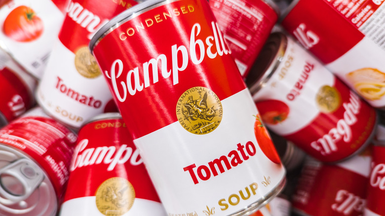 Cans of Campbell's condensed tomato soup