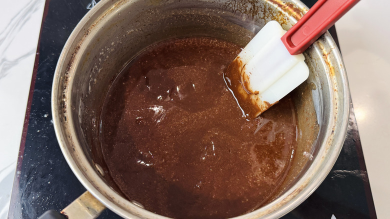 Butter and chocolate mixture in bowl